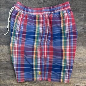 Polo Ralph Lauren Men's 2XB Plaid Multicolored Swim Trunks‎ Elastic Waist
